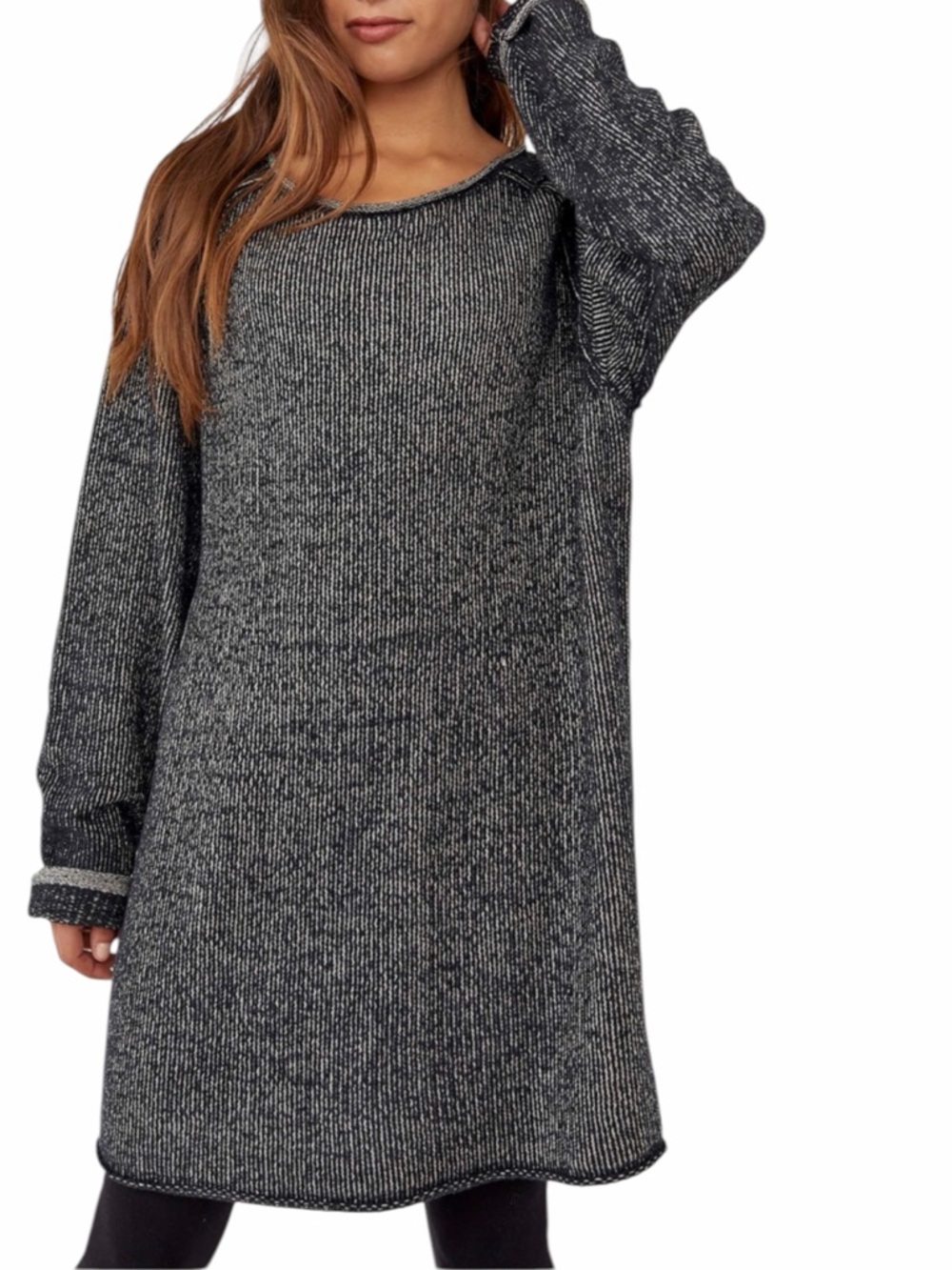 Free People – Lenox Oversized Tunic Sweater – Onyx Combo - Black / Gray  – Sz. M